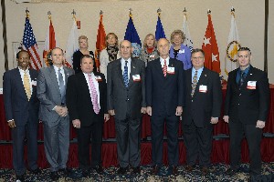 Members of the conference committee for the January Warfighter TechNet Conference are (front row, l-r) Jerry Sirmans, government liaison; Wells Barlow, chapter president; Jerry Stahl, AFCEA co-chair; Fred Eisele, program chair; Jim Taylor, Association of the United States Army co-chair; Steve Kessinger, audio visual; Don Smith, operations; (back row, l-r) Mary Trier, professional education programs chair; Debbie Berry, exhibits; Li McCombs, registration/treasurer; and Marge Hadbavny, protocol.